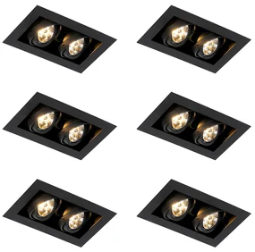 Set van 6 Moderne inbouwspot zwart 2-lichts verstelbaar - Oneon 70 GU10 Binnenverlichting Lamp