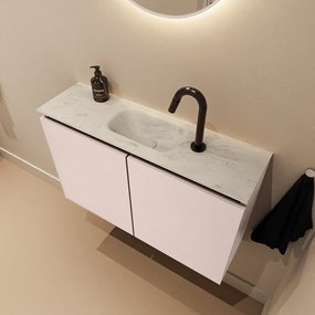 Mondiaz Ture DLux toiletmeubel 80cm rosee met wastafel opalo midden met kraangat