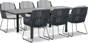 Tuinset 6 personen 140 cm Rope Grijs Domani Furniture Trivento/Montaro