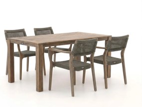 Diningset ROUGH | 4 personen teakhout | Tuinset stapelbaar | 5-delig | Kees Smit Tuinmeubelen