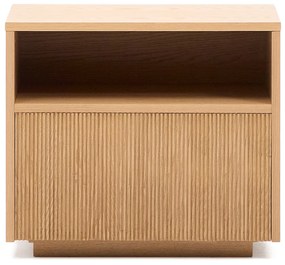 Kave Home Helvine Nachtkastje Eiken Met Ribbels - 60x40x52cm.