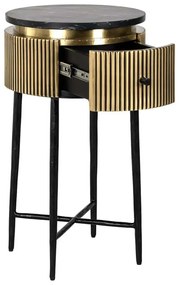 Richmond Interiors Ironville Gouden Nachtkastje Met Ribbels - 40x40x70.5cm.