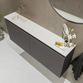 Mondiaz Ture 120cm toiletmeubel dark grey met wastafel talc links geen kraangat