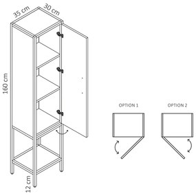 Differnz Industrial kolomkast 160cm bruin