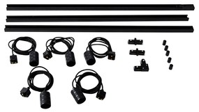 Modern railsysteem met 5 hanglampen zwart 1-fase  - Iconic Cavalux