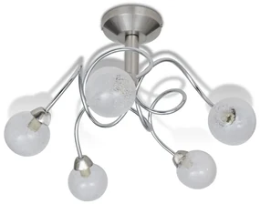 vidaXL Plafondlamp met ronde glazen kapjes (5 x G9)