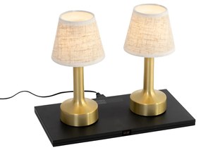 Set van 2 tafellampen goud met beige RGBW oplaadbaar - Elise