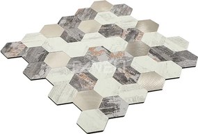Zelfklevend Mozaiek Hexagon Nature - 30.5 cm x 30.5 cm x 0.40 cm | 0.5 kg | Paneli zelfklevende steenstrips