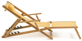 Ligstoel in acacia en stof, Veniza