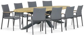 Tuinset 8 personen 280 cm Aluminium/textileen Grijs Lifestyle Garden Furniture Brandon/Diogo
