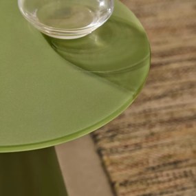 Kave Home Wilshire Ronde Bijzettafel Mat Glas Groen 30 Cm - 30 X 30cm.