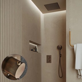 Saniclear Cube Stripes inbouw regendouche met inbouw douchekop 30x30cm en 2 standen handdouche verouderd messing