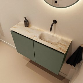 Mondiaz Ture DLux toiletmeubel 80cm army met wastafel frappe rechts zonder kraangat