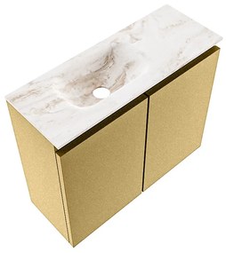 Mondiaz Ture DLux toiletmeubel 60cm oro met wastafel frappe links met kraangat