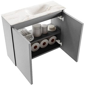 Mondiaz Ture DLux toiletmeubel 60cm plata met wastafel frappe rechts met kraangat