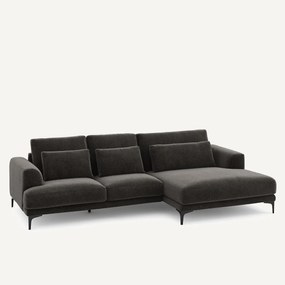 XL hoekbank rechts in chenille fluweel, MARSILE