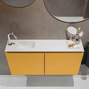 Mondiaz Ture 100cm toiletmeubel ocher met wastafel talc links 1 kraangat