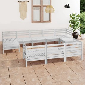 vidaXL 10-delige Loungeset massief grenenhout wit