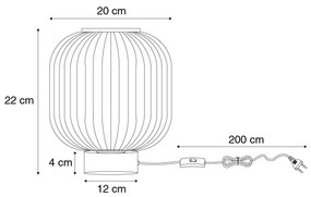 Smart tafellamp met dimmer zwart met smoke glas incl. Wifi A60 - Karel Art Deco E27 rond Binnenverlichting Lamp