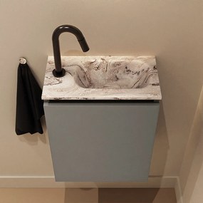 Mondiaz Ture DLux toiletmeubel 40cm smoke met wastafel glace rechts met kraangat