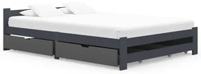 vidaXL Bedframe met 4 lades massief grenenhout donkergrijs 180x200 cm