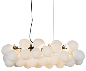 Hanglamp zwart met opaal glas 8-lichts langwerpig - Uvas