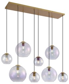 Art Deco hanglamp goud met regenboog glas 8-lichts - Sandra