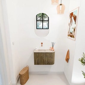 Mondiaz Joya DLux 60cm toiletmeubel ronding rechts dusk met wastafel faye links zonder kraangat frappe