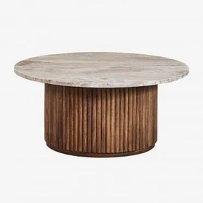 Ronde Salontafel Ø90 Cm In Marmer En Mangohout Giselda Bruin Marmer Toronto - Sklum