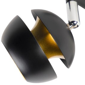 Moderne Spot / Opbouwspot / Plafondspot 2-lichts zwart met gouden binnenkant - Buell Deluxe Modern GU10 bol / globe / rond rond Binnenverlichting Lamp