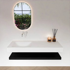 Zaro Alan badmeubel 130cm met planchet urban en vrijhangende wastafel cloud links zonder kraangat talc