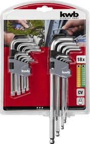 KWB Stiftsleutelset zeskant/torx 18-delig