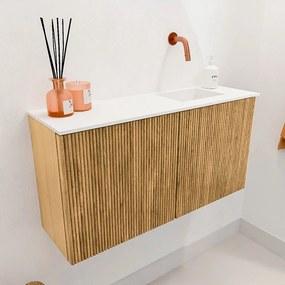 Mondiaz Joya 80cm toiletmeubel oak met wastafel faye rechts zonder kraangat talc