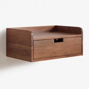 Pack Van 2 Zwevende Rechthoekige Nachtkastjes 45x30 Cm Van Acaciahout Narbona Donker Acaciabruin - Sklum