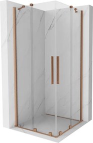 Mexen Velar Duo schuifdouchecabine 90 x 90 cm, transparant, geborsteld koper - 871-090-090-02-65