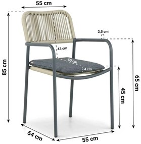 Tuinstoel stapelbaar Aluminium/rope Taupe-naturel-bruin Coco Penya