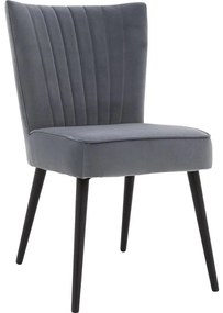 Goossens Eetkamerstoel Rob blauw velvet stof leuning, urban industrieel