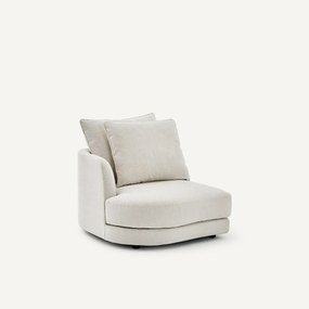 Halve bank links, afgerond, modulair, van gemêleerd canvas, TIBERIO