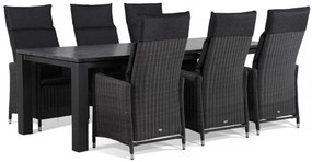 Tuinset 6 personen 240 cm Wicker Zwart Garden Collections Madera/Alaska