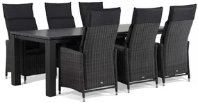 Tuinset 6 personen 240 cm Wicker Zwart Garden Collections Madera/Alaska