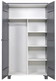 Woood Dennis Kledingkast Van Donkergrijs Grenen - 111x55x202cm.