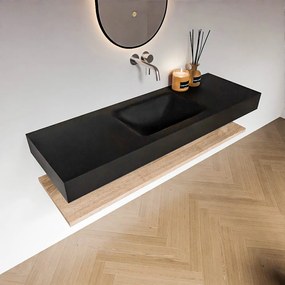 Zaro Alan badmeubel 140cm met planchet washed oak en vrijhangende wastafel cloud midden zonder kraangat urban