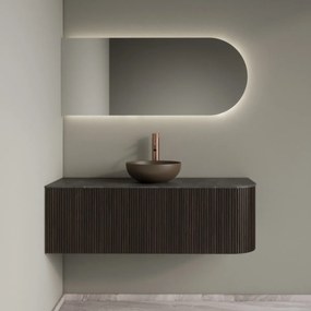 Gliss Design Alluro badmeubel ribbelfront met ronding rechts 120cm ebony en zwart leisteen toppaneel