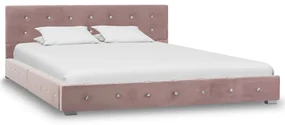 vidaXL Bed met matras fluweel roze 140x200 cm