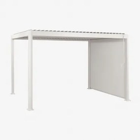 Bioclimatische Pergola Met Lamellen En Zijdoek Van Aluminium Druvia Gardenia Wit & Pergola Van 3x4 M Met 1 Zonnescherm Van 3 M - Sklum