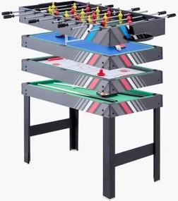 VEVOR 4-in-1 Combo Game Table Set Airhockeytafel (122 cm), Multi-combinatietafel met Airhockey &amp; Poolbiljart &amp; Tafelvoetbal &amp; Pingpong &amp; Pushers &amp; Pucks, Arcadetafel voor Familiespelkamer