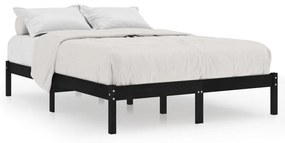 vidaXL Bedframe massief grenenhout zwart 140x190 cm