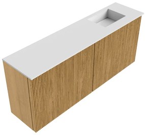 Mondiaz Joya 100cm toiletmeubel oak met wastafel faye rechts zonder kraangat talc