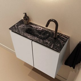 Mondiaz Ture DLux toiletmeubel 60cm linen met wastafel lava midden met kraangat