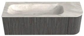 Mondiaz Kurve-dlux 135cm badmeubel ronding rechts shadow met 1 lade en deur en wastafel big medium links zonder kraangat ostra